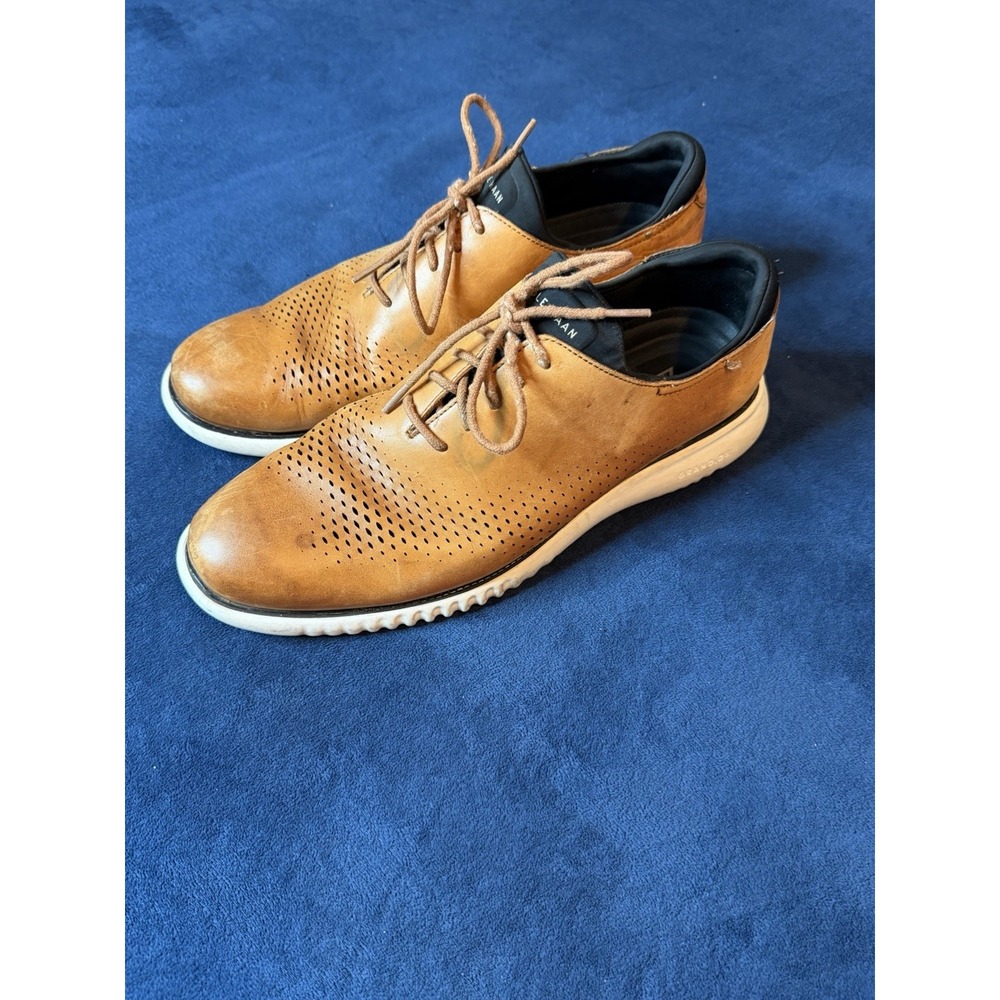 Cole Haan Mens 2 Zerogrand Laser Wingtip Oxford Leather Shoes 13M Tan C27879